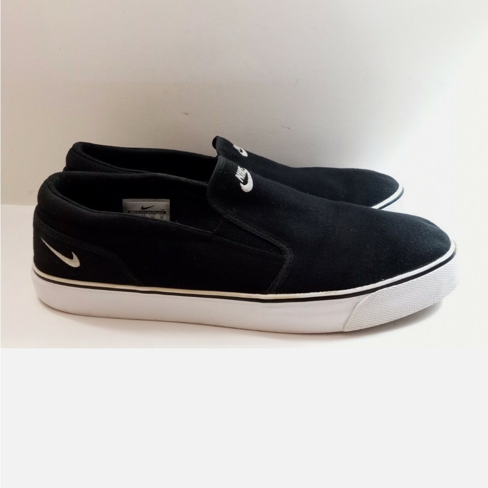Nike Black Canvas Slip-Ons with White Accents